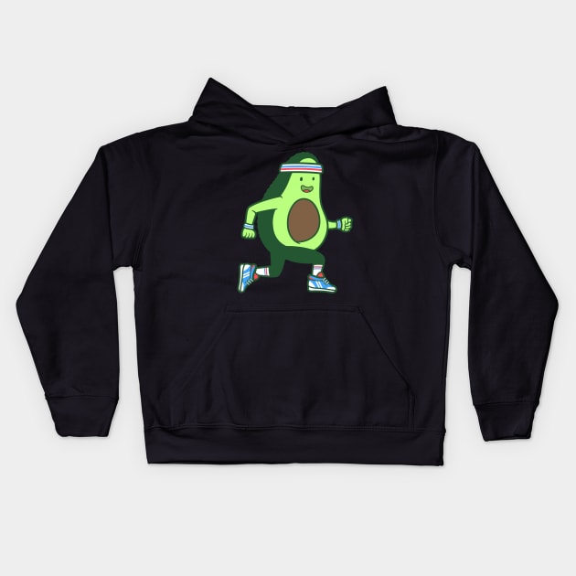 Sporty Avocado Exercise Avocado Cool Avocado Retro Runner Kids Hoodie by TV Dinners